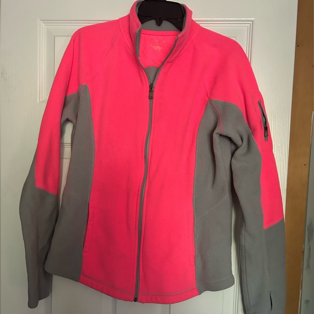 Pink and Grey zippered Fleece Jacket